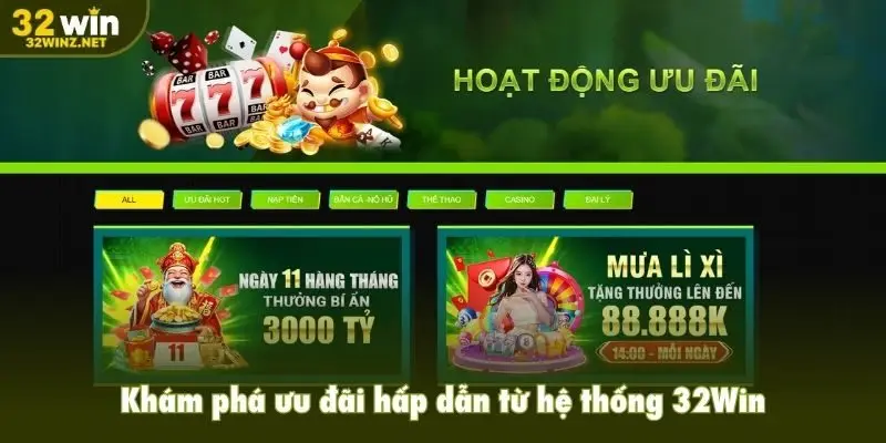 Khám phá ưu đãi hấp dẫn từ hệ thống 32Win
