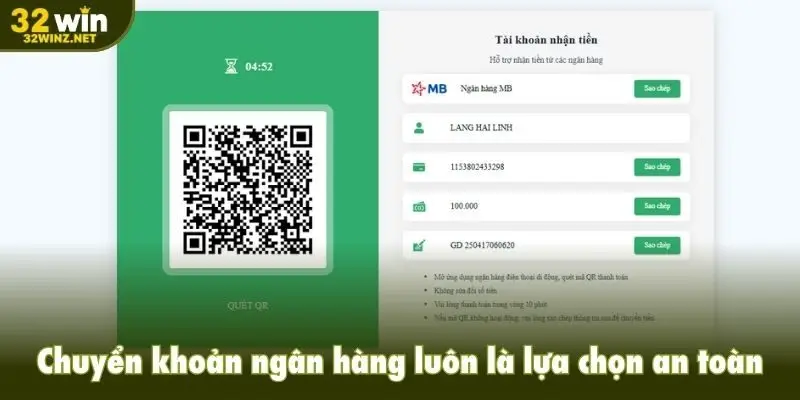 Chuyển khoản ngân hàng luôn là lựa chọn an toàn, đáng tin cậy