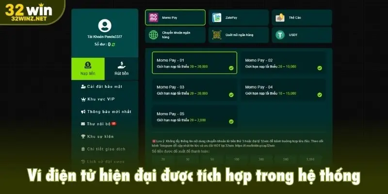 Ví điện tử hiện đại được tích hợp trong hệ thống